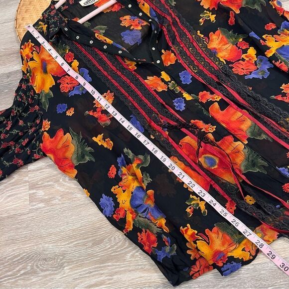 Chicos mixed media art to wear floral abstract funky blouse - Picture 4 of 7